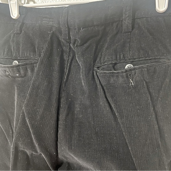 Perry Ellis Portfolio Men’s Size 34/30 Black Corduroy Pleated Cuffed Hem Pants - Picture 7 of 12